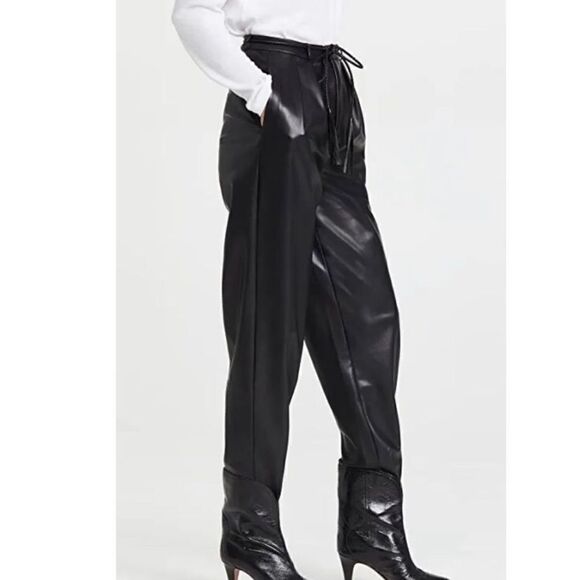 New Mother Denim Jeans Twistie Tie Bounce Hover Faux Leather Pants Size 33 - Picture 9 of 16